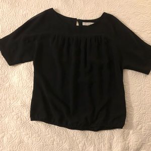 LOFT Short Sleeve Black Blouse, Size L